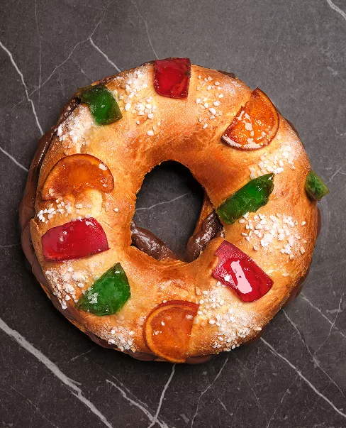 Roscón artesanal pastelerías Luis Miguel Murcia chocolate y avellanas